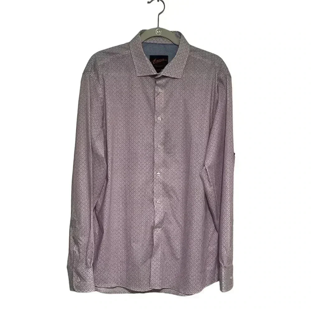 Egara Men's Long Sleeve Paisley PrintSlim Fit Stretch Dress Shirt XL